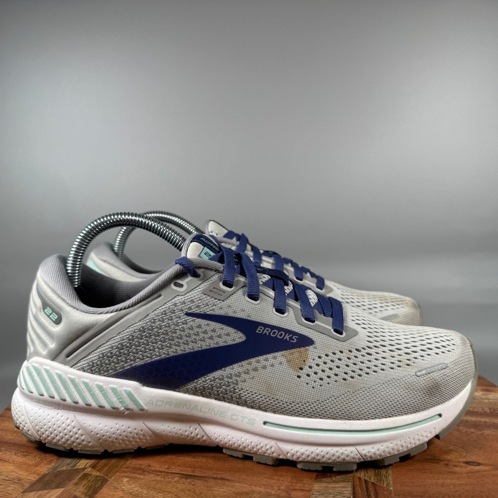 Brooks Adrenaline GTS 22 Womens Grey Blue Running Shoes 1203531B045 Size 9.5‎ B